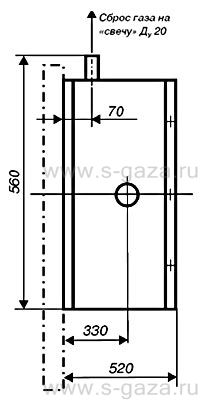 Габаритно-установочная схема газорегуляторного пункта шкафного ГРПШ-32К