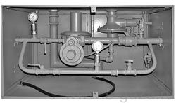 Газорегуляторный пункт шкафной с газовым обогревом ГРПШ-32-50-Б-О с одной линией редуцирования и байпасом