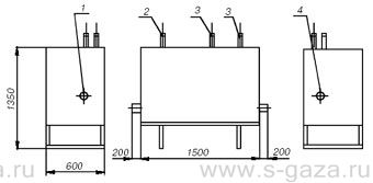 Габаритный чертеж газорегуляторной установки  ГРУ-03М-У1