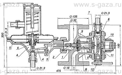 Регулятор давления газа комбинированный РДК-32